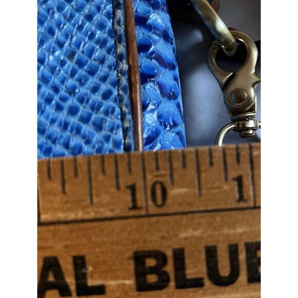Brahmin Crossbody Embossed Leather Croc Bag Blue Lined Very Light Use Logos - Picture 10 of 12